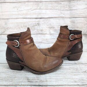 Arnold Churgin Brown Leather Buckle Ankle Booties Women Size 36